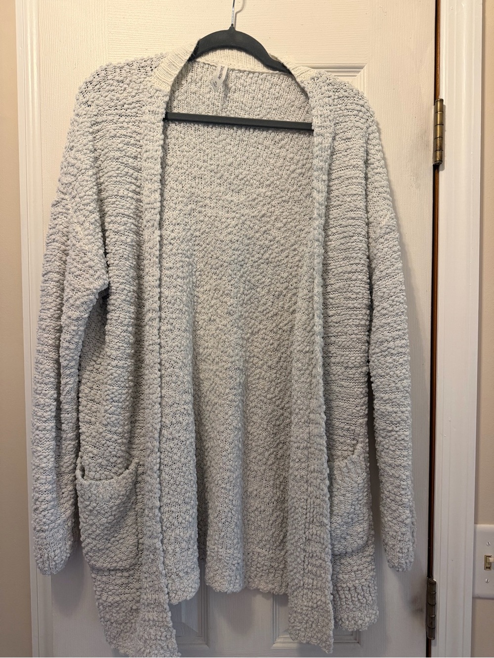 Zenana Outfitters Light Gray Popcorn Knit Open-Front Cardigan